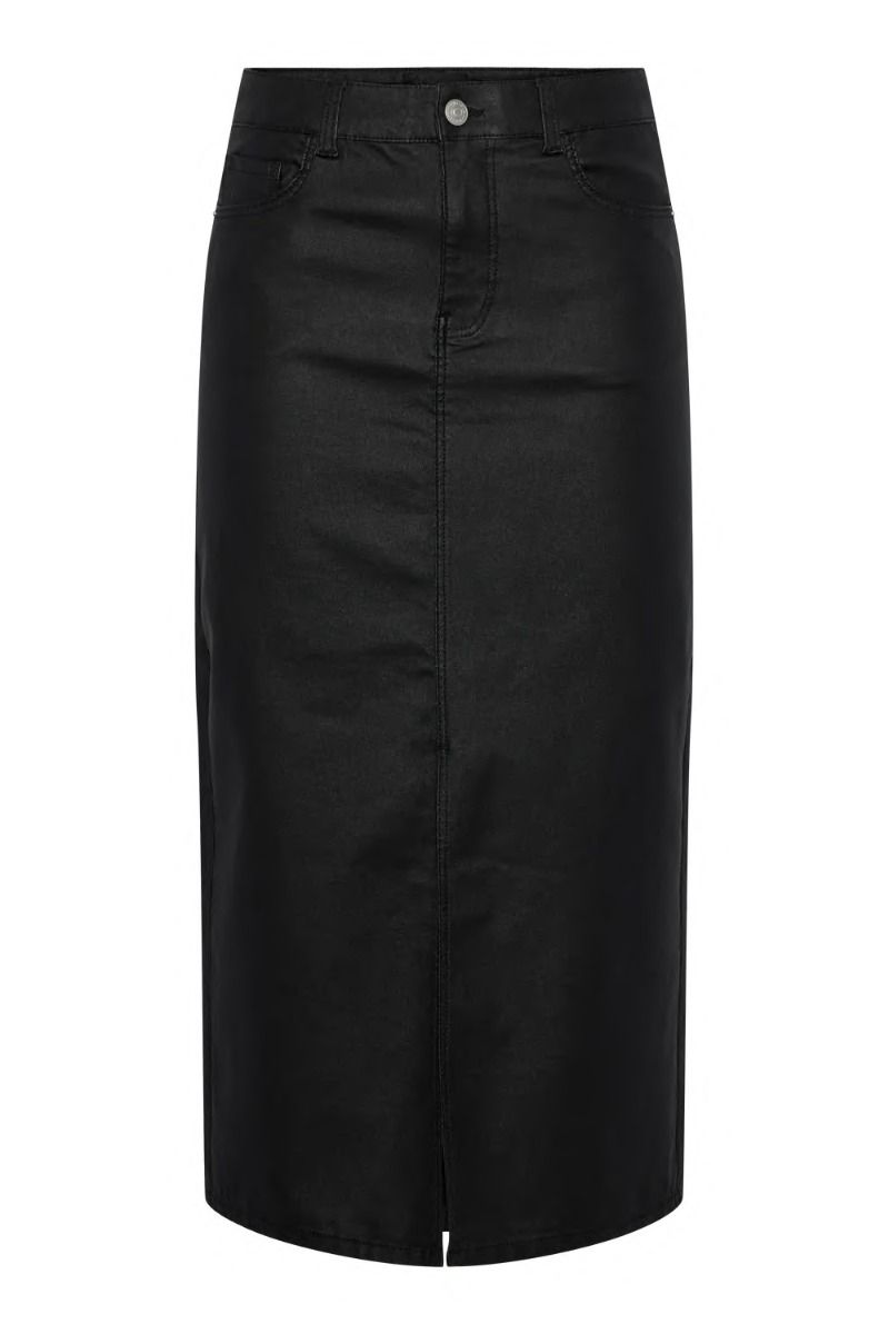 Pieces - Nederdel - PC Paro Mw Coated Long Skirt - Black
