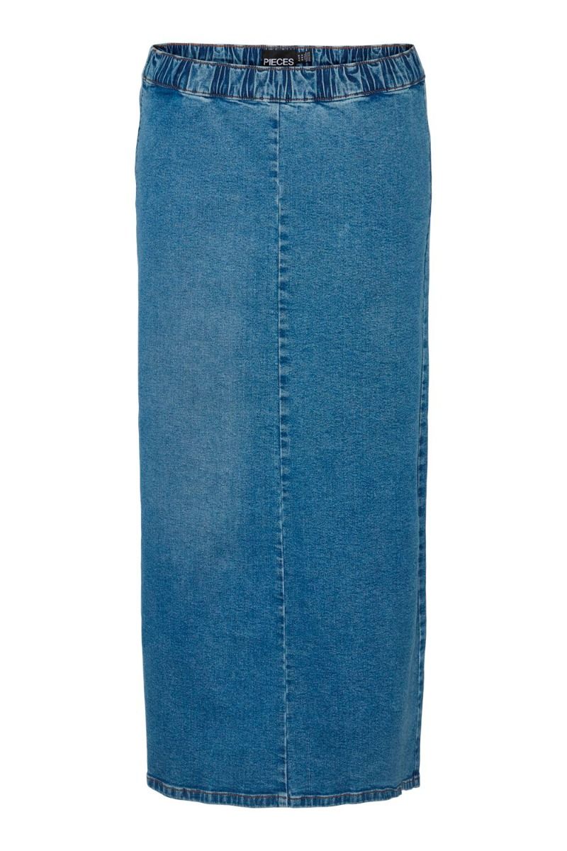 Pieces - Nederdel - Pc Ginny Mw Midi Denim Skirt D2D Jit - Medium Blue Denim (Levering i marts) 