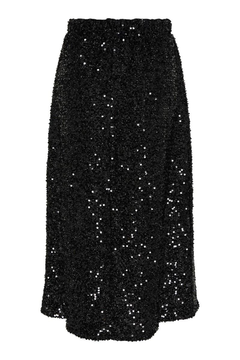 Pieces - Nederdel - Pc Serena Sequin Hw Midi Skirt - Black