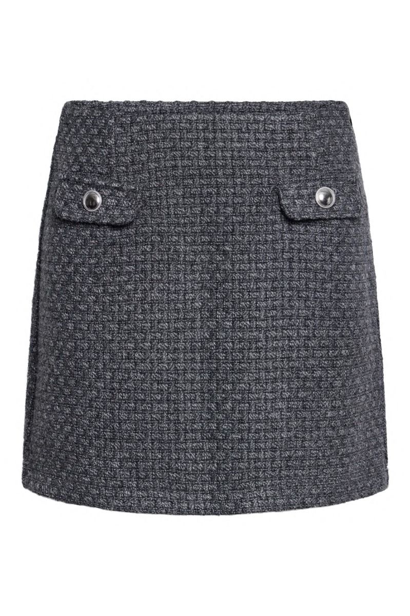 Pieces - Nederdel - Pc Nua Hw Short Boucle Skirt - Dark Grey Melange