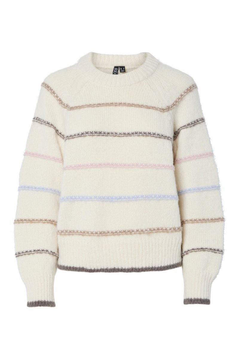 Pieces - Strik - Nelia LS O-neck Knit - Birch 
