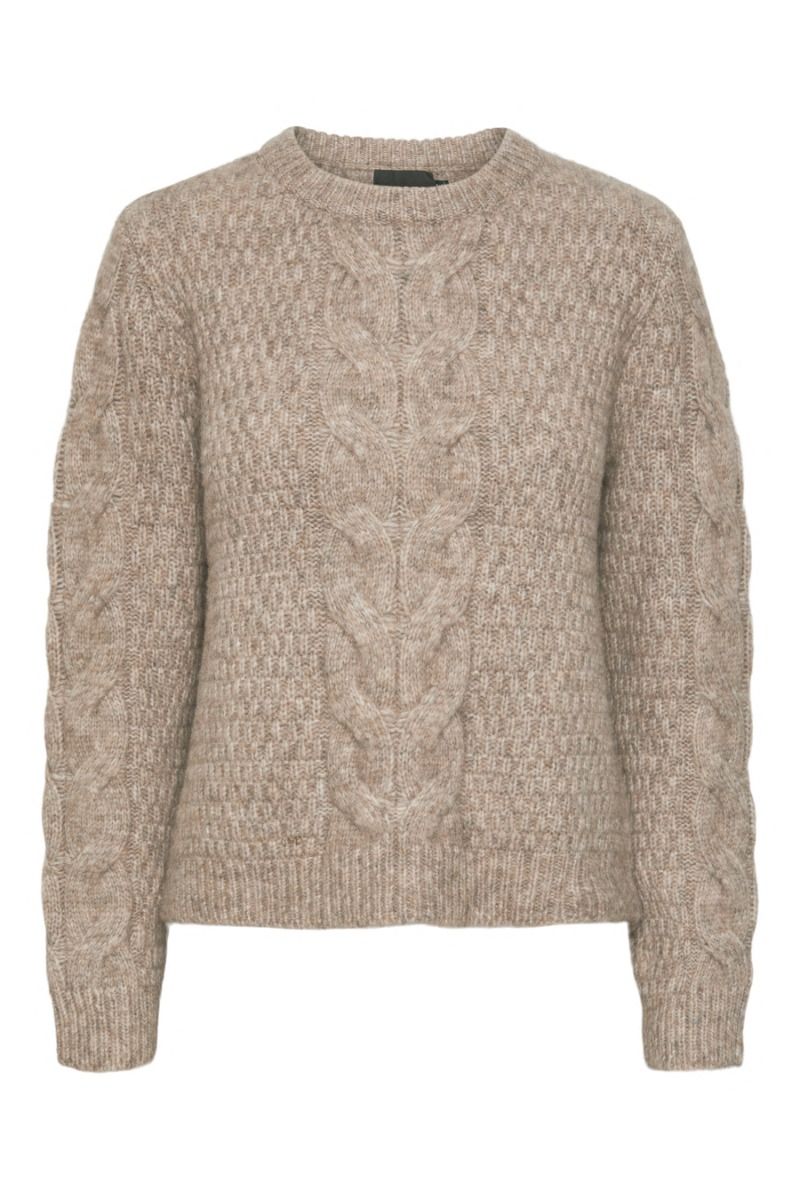 Pieces - Strik - Nina LS O-neck Knit - Fossil