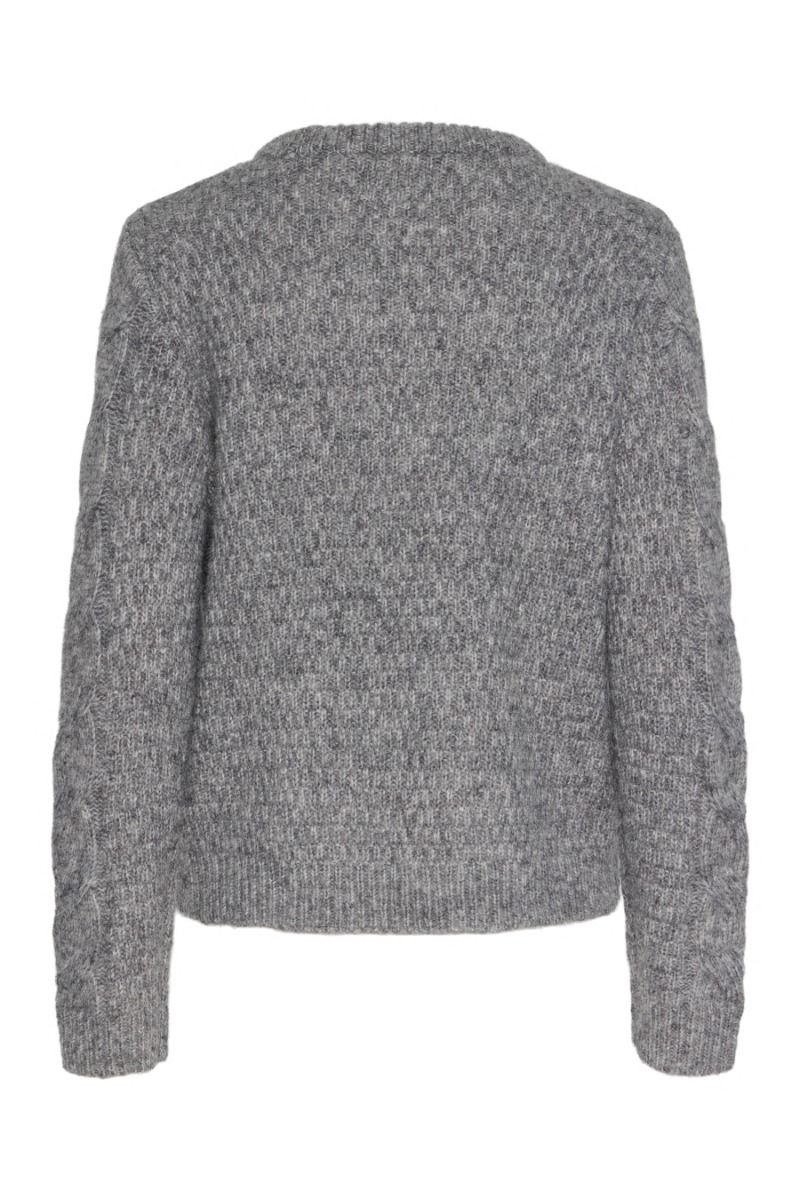 Pieces - Strik - Nina LS O-neck Knit - Medium Grey Melange