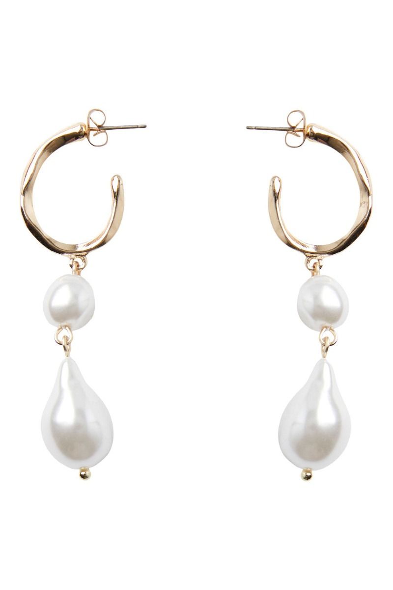 Pieces - Øreringe - PC Bivi Earrings - Gold Colour/Pearl White