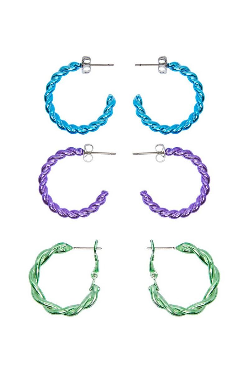 Pieces - Øreringe - PC Olana 3-Pack Earrings - Princess Blue/Purple/Green