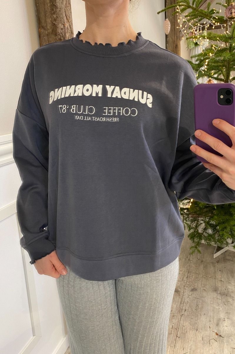 Pieces - Sweat - Pc Papaya Ls Printed Sweat - Ombre Blue