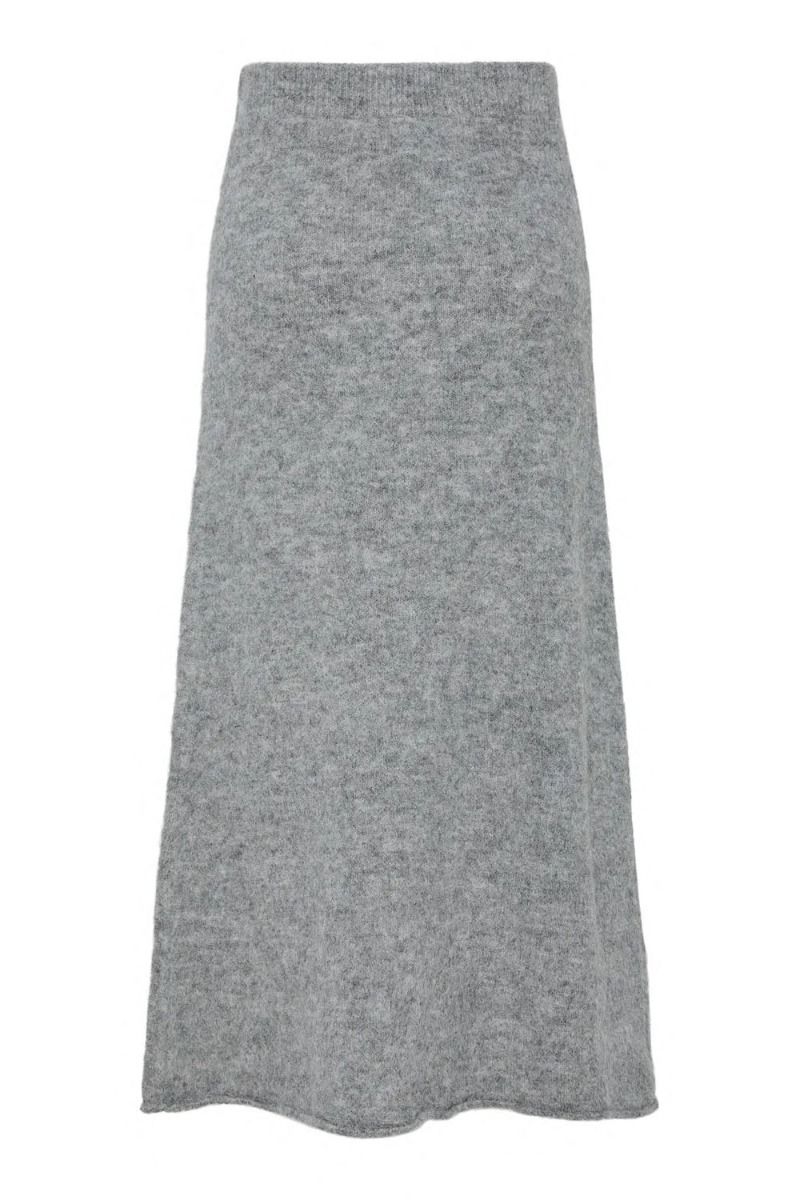 Pieces - Nederdel - Pc Pam Hw Ank Knit Skirt - Dark Grey Melange