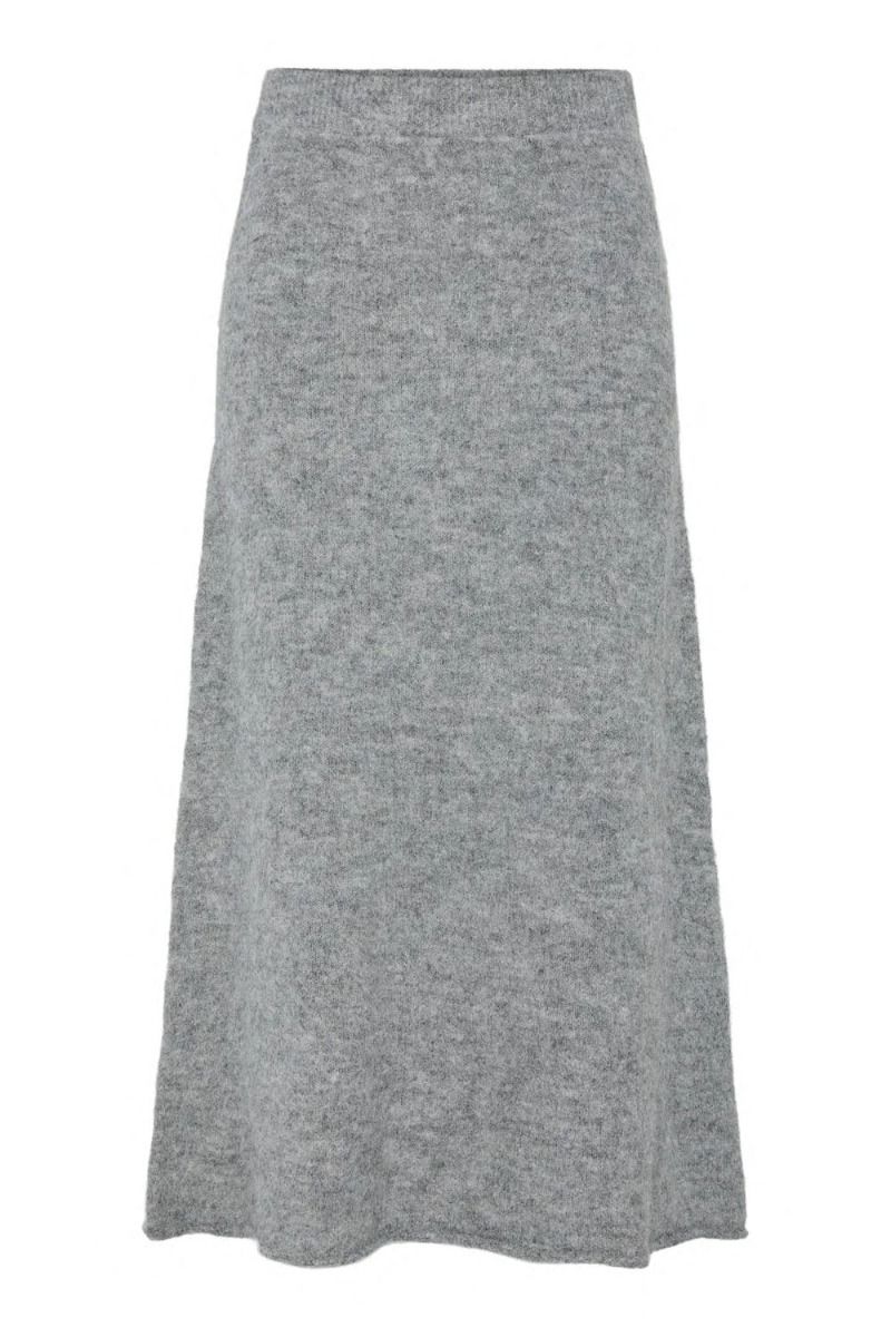 Pieces - Nederdel - Pc Pam Hw Ank Knit Skirt - Dark Grey Melange