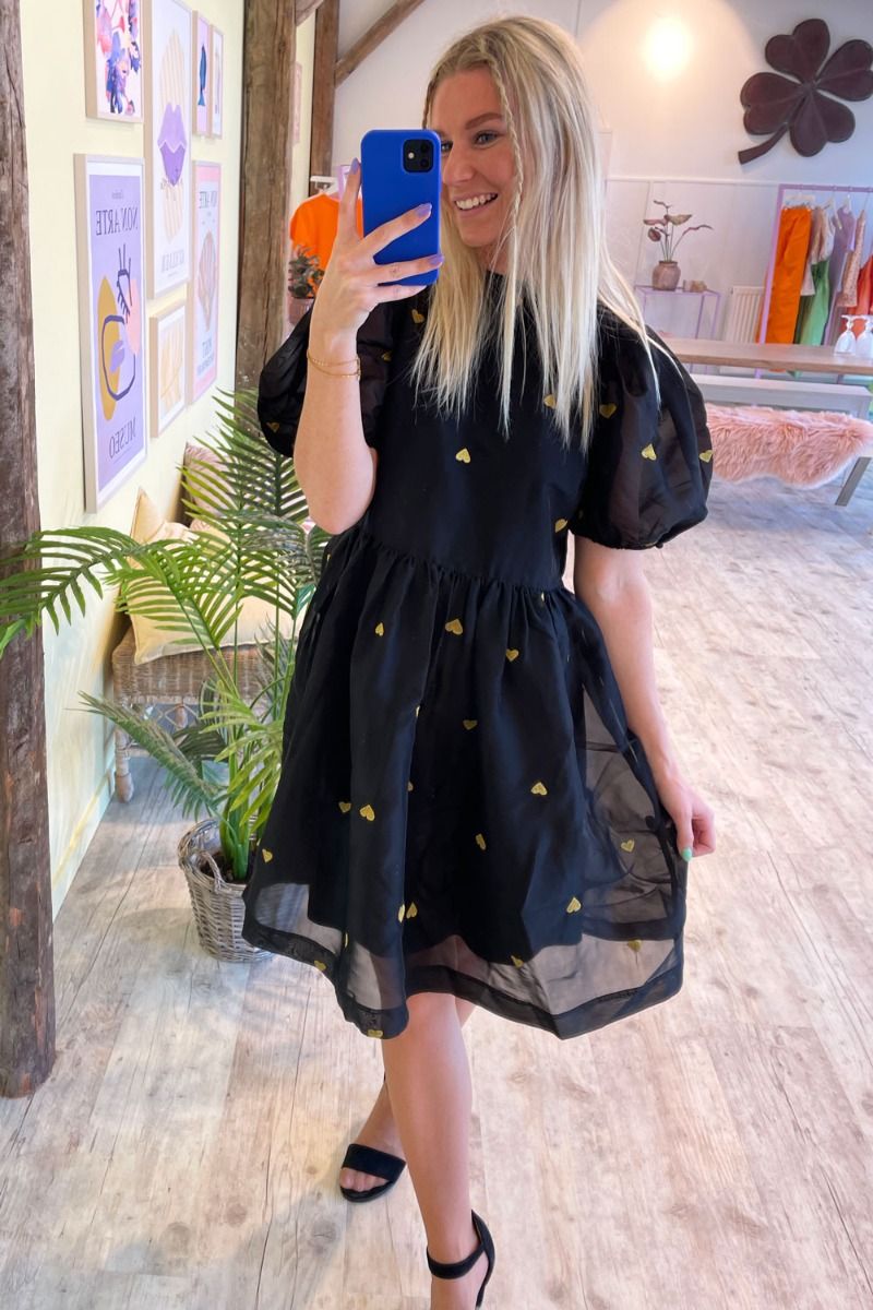 Pieces - Kjole - PC Danolia SS Dress - Golden Hearts 
