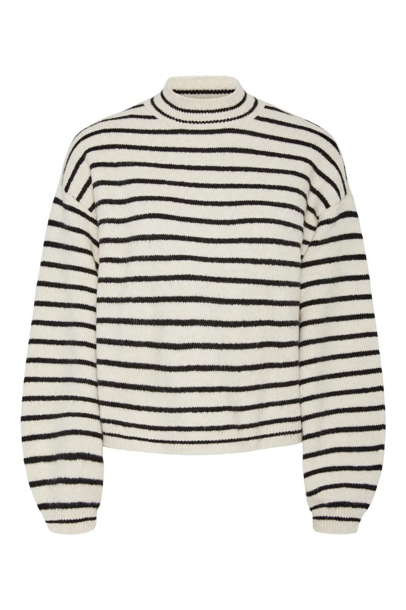 Pieces - Strik - Penna Ls High Neck Knit - Whitecap Gray