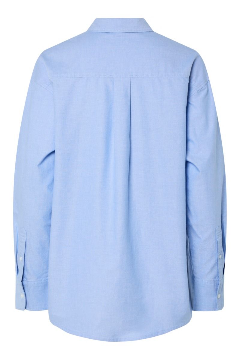 Pieces - Skjorte - Poppy Ls Oxford Loose Shirt - Cashmere Blue