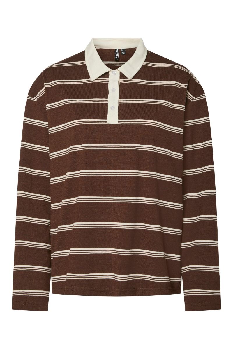 Pieces - Bluse - Sadie LS Polo Top - Chicory Coffee