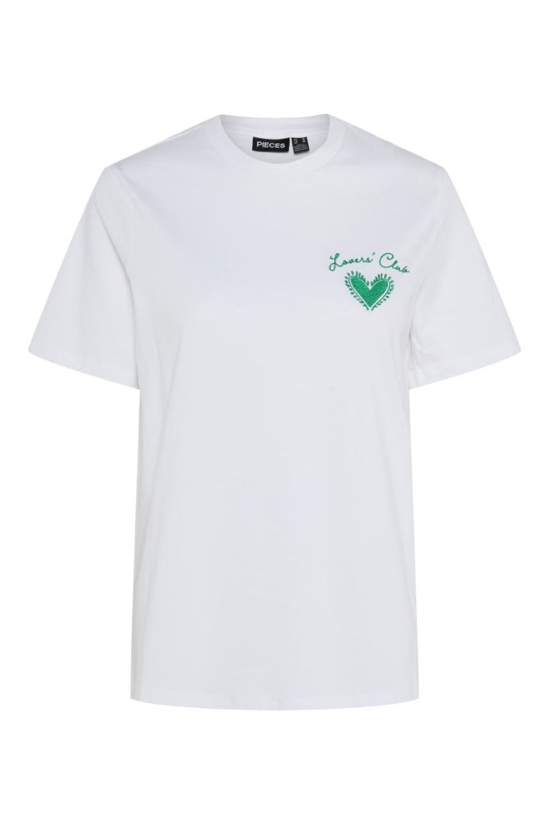 Pieces - T-shirt - Scarlett ss printed t-shirt - Bright White/Lovers Club