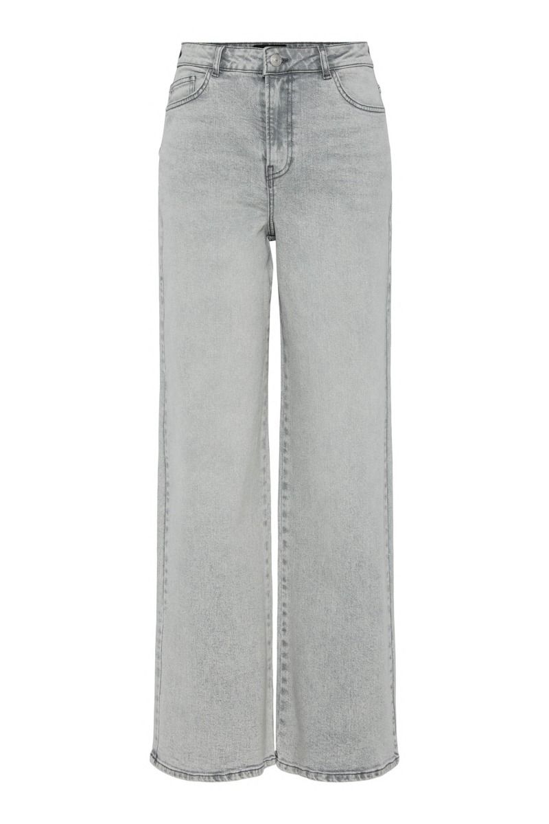 Pieces - Jeans - Selma HW Wide Jeans - Light Grey Denim