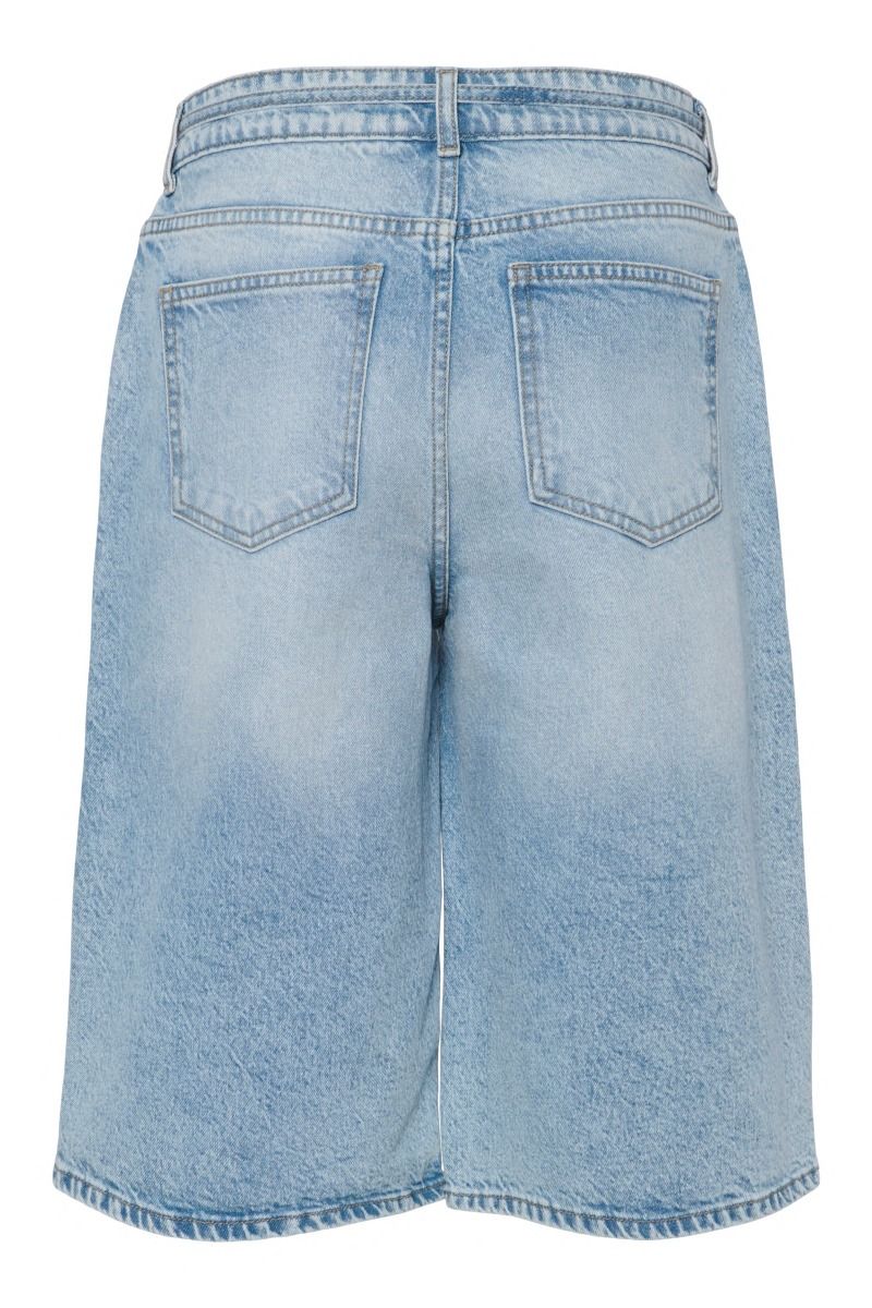 Pieces - Shorts - Selma MW Wide Denim Shorts - Light Blue Denim