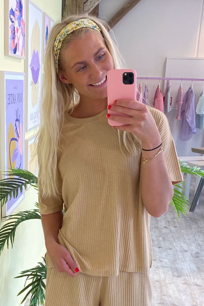 Pieces - T-shirt - Ribbi SS Oversized Tee - Cuban Sand