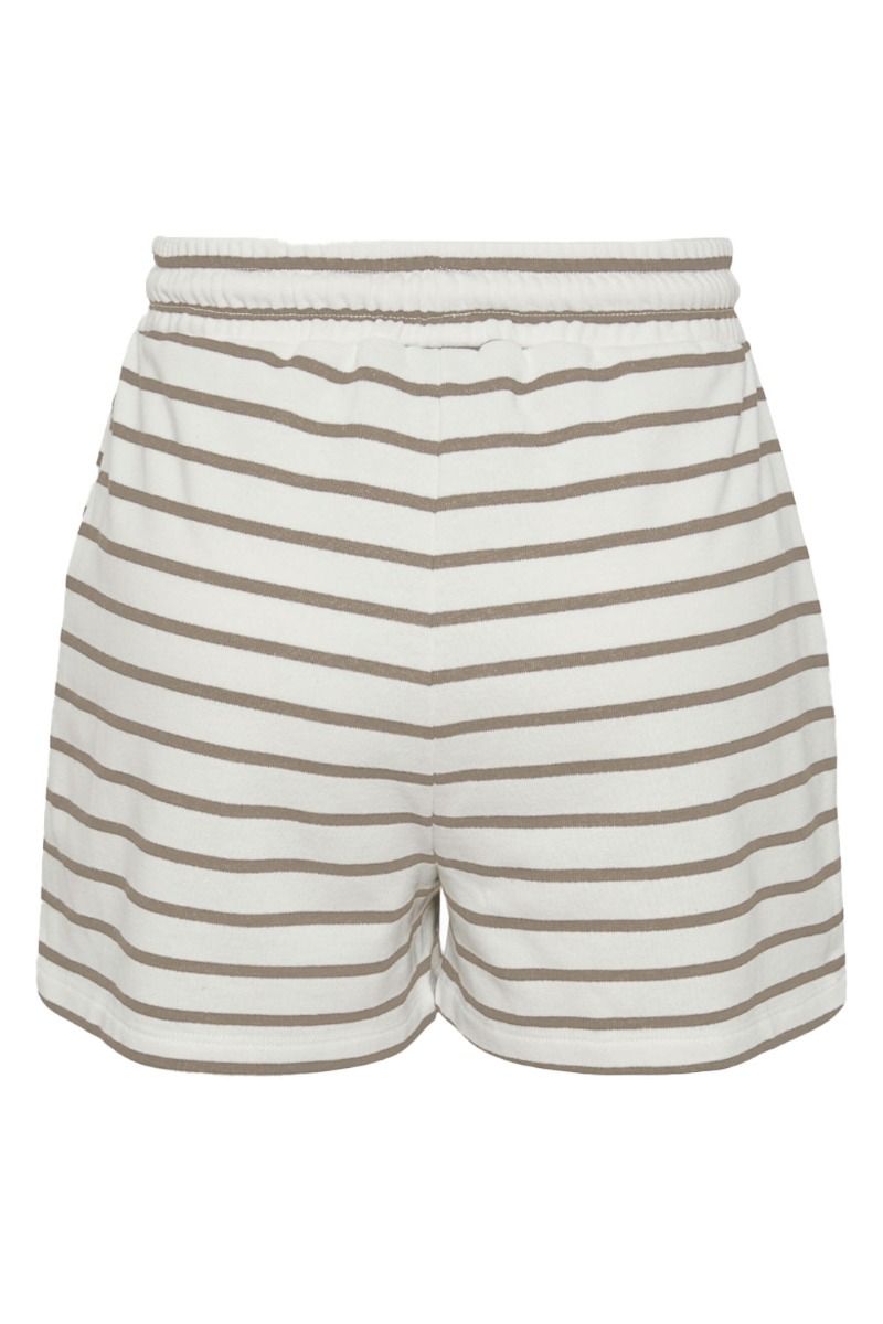 Pieces - Shorts - PC Chilli Summer Hw Shorts Stripe - Cloud Dancer/Silver Mink