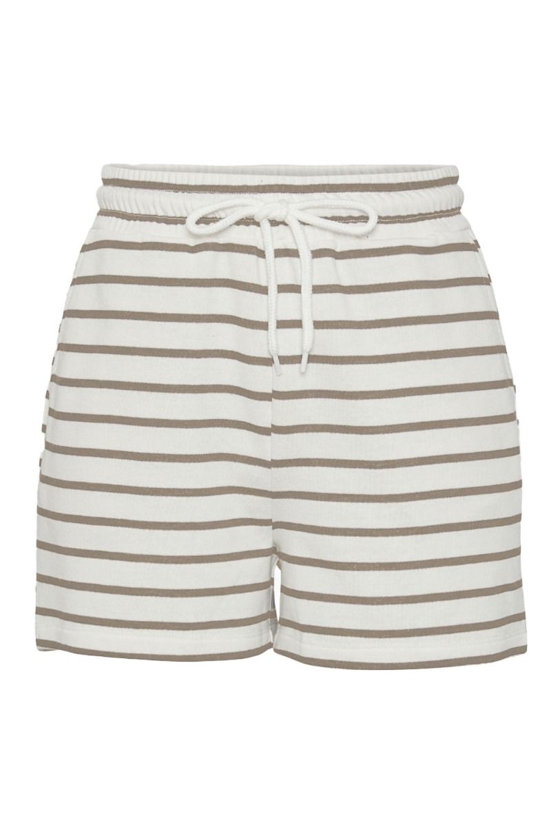 Pieces - Shorts - PC Chilli Summer Hw Shorts Stripe - Cloud Dancer/Silver Mink