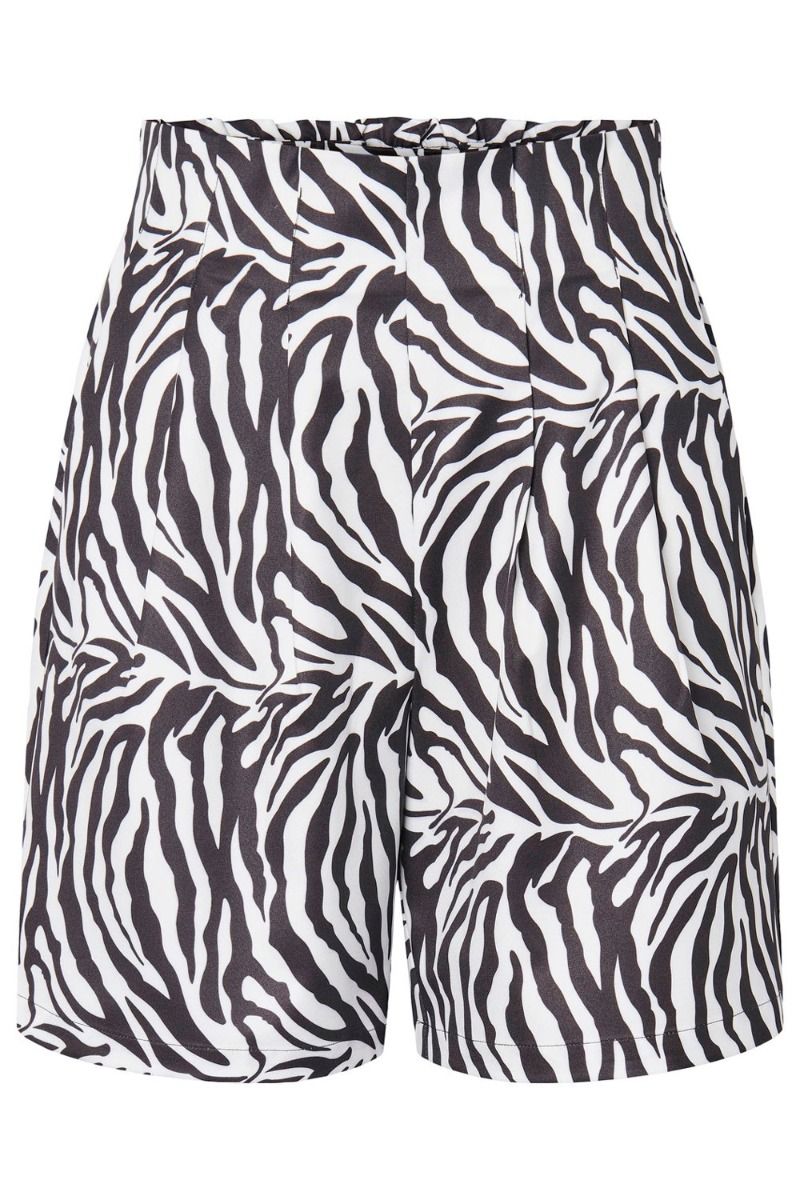 Pieces - Shorts - PC Size Zebra HW Shorts - Bright White Black Zebra 