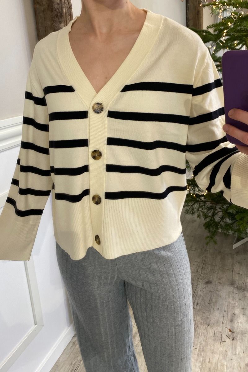 Pieces - Cardigan - PC Sia LS Cardigan - White Black