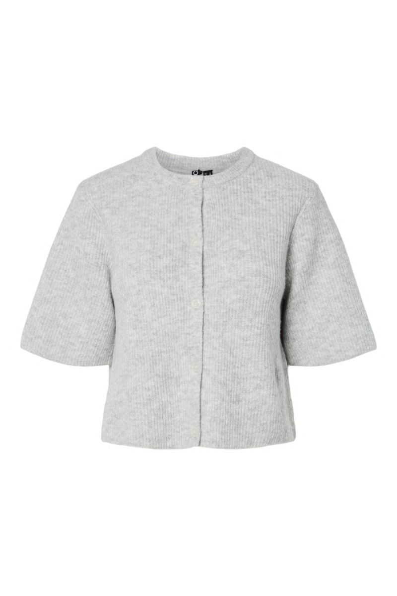Pieces - Cardigan - Silly SS O-Neck Knit Cardigan - Light Grey Melange