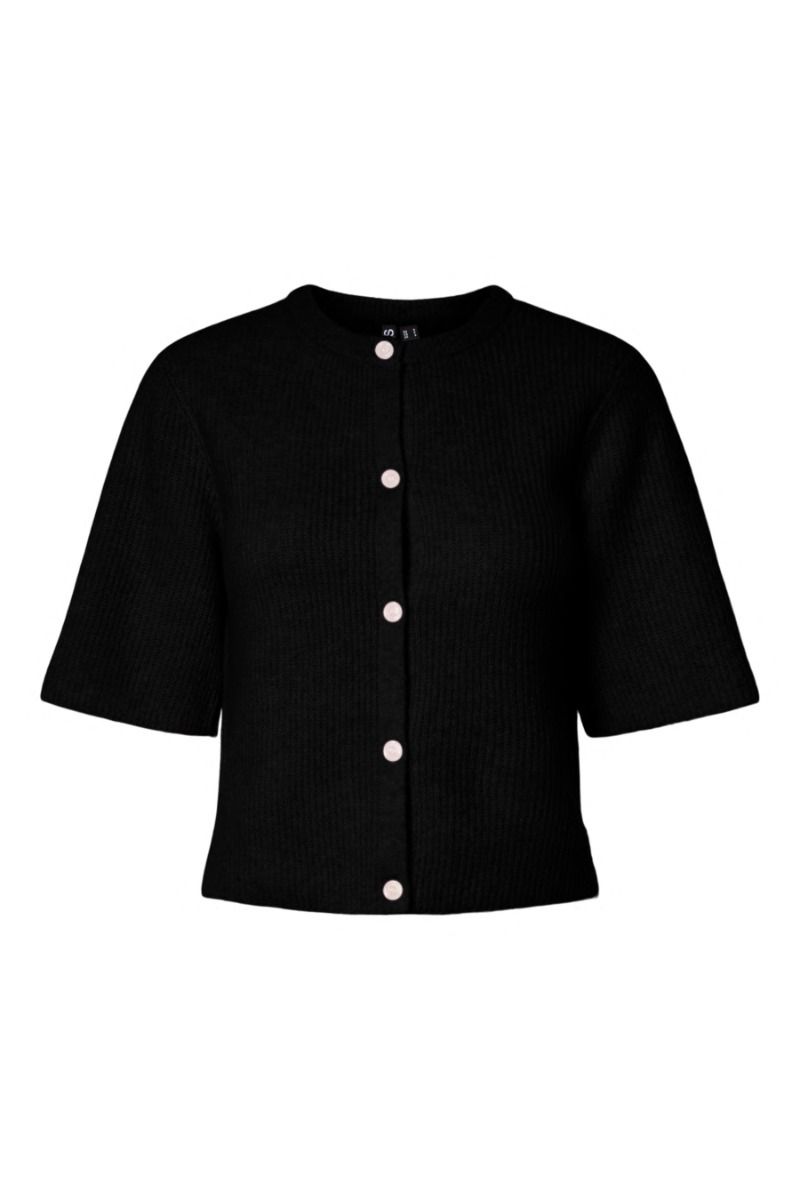 Pieces - Cardigan - Silly SS O-Neck Knit Cardigan - Black