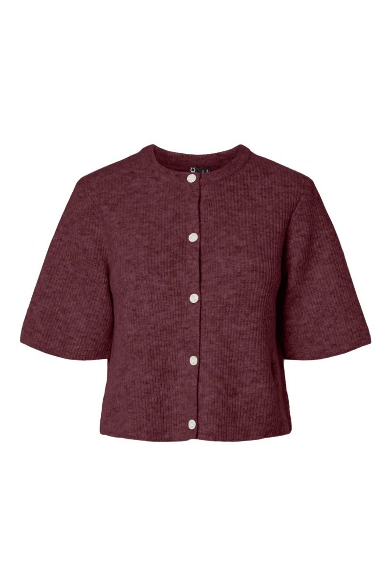 Pieces - Cardigan - Silly SS O-Neck Knit Cardigan - Tawny Port Melange