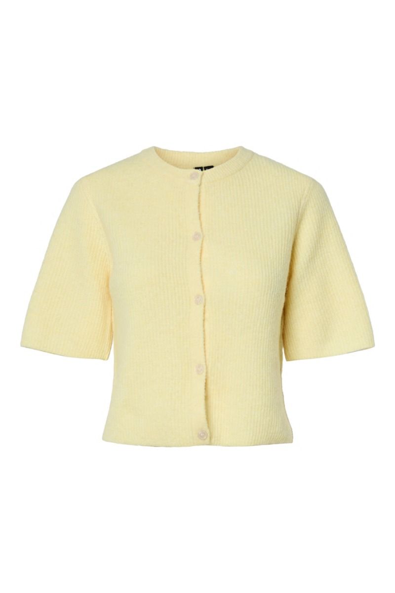 Pieces - Cardigan - Silly SS O-Neck Knit Cardigan - Pale Banana