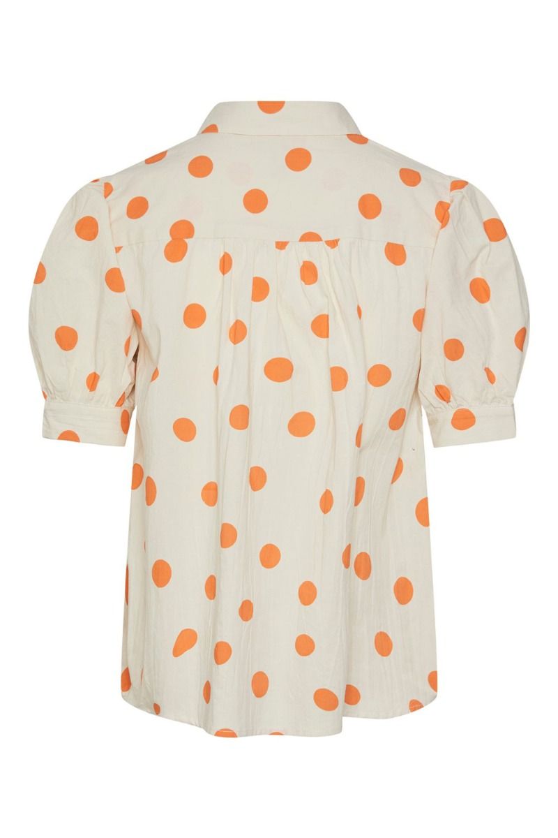 Pieces - Skjorte - PC Addi SS Shirt - Cloud Cream/Orange