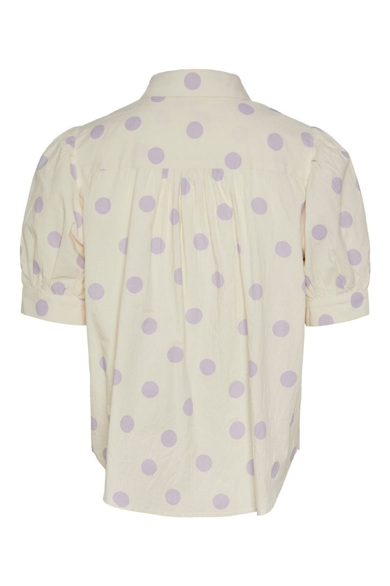 Pieces - Skjorte - PC Addi SS Shirt - Cloud Cream/Purple