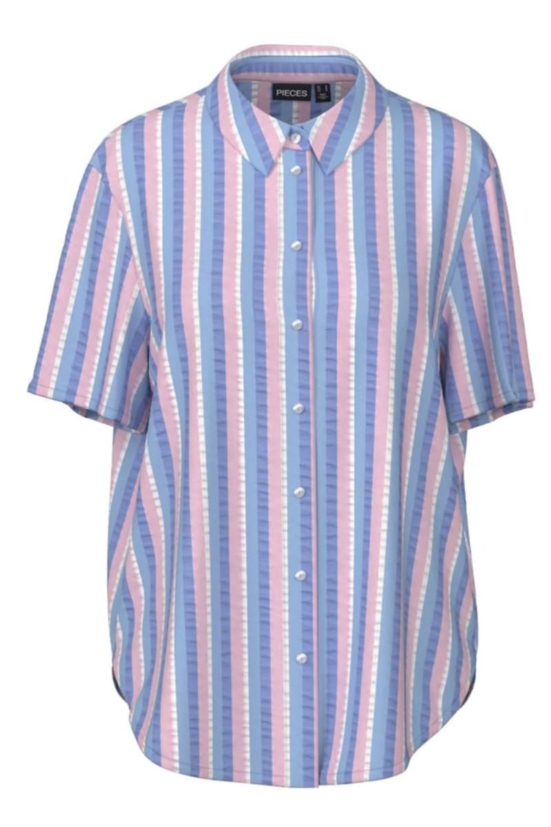 Pieces - Skjorte - PC Aitlyn SS Shirt - Hydrangea Multi stripes
