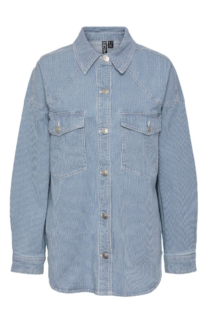 Pieces - Skjorte - PC Billo LS Shirt - Light Blue Denim