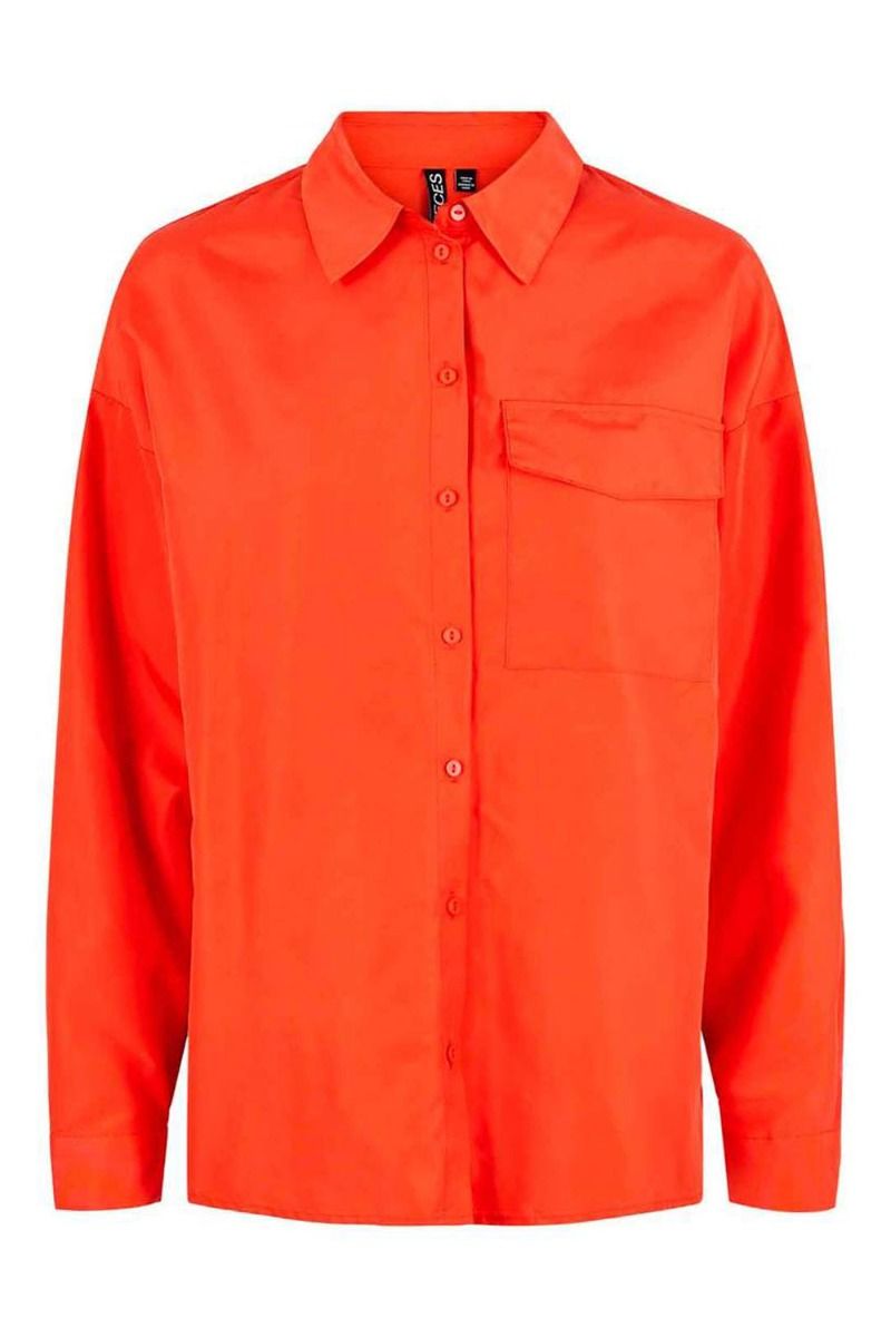 Pieces - Skjorte - PC Jylla LS Shirt - Cherry Tomato