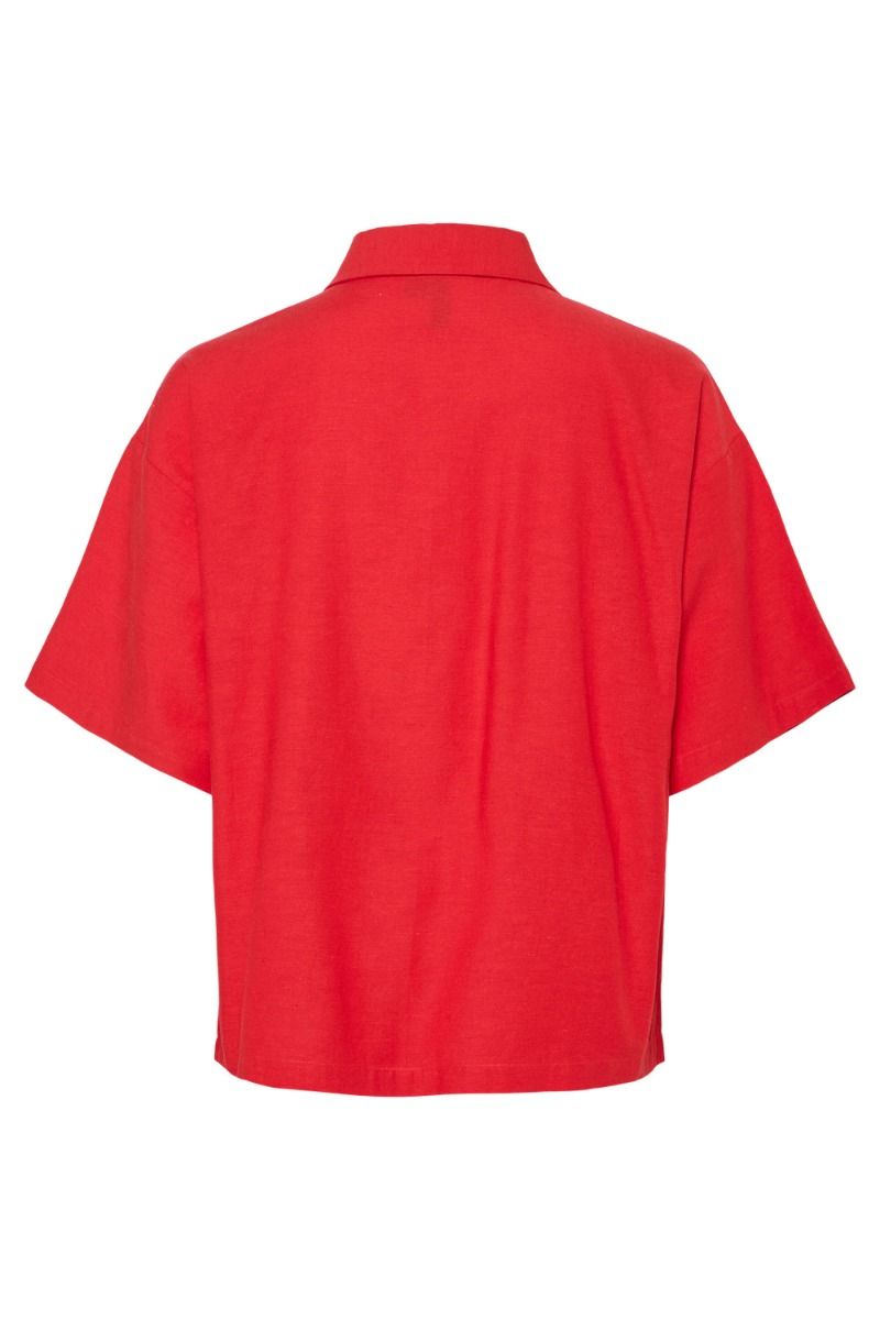 Pieces - Skjorte - PC Milano SS Shirt - Poppy Red