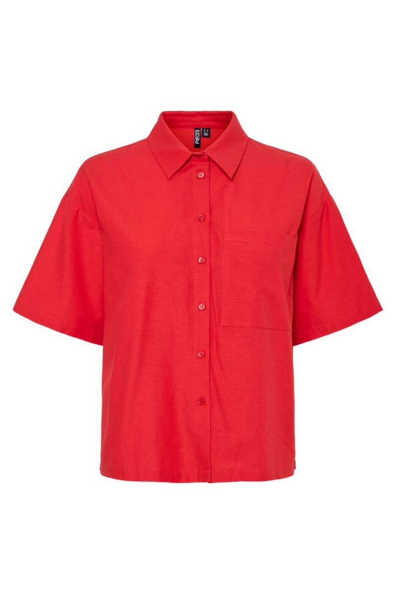Pieces - Skjorte - PC Milano SS Shirt - Poppy Red