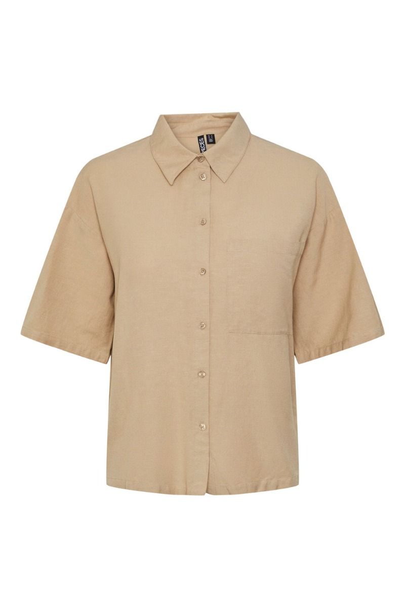 Pieces - Skjorte - PC Milano SS Shirt - Safari
