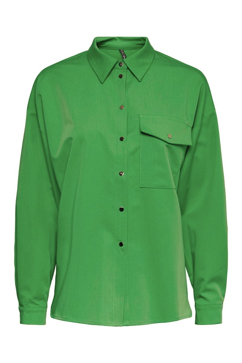 Pieces - Skjorte - PC Abby LS loose shirt - Poison Green - Ditte Estrup