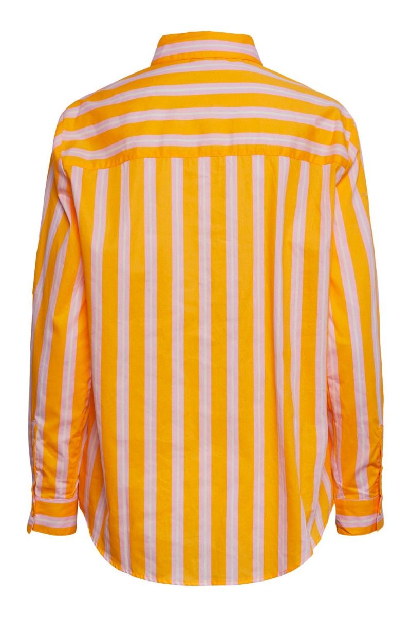 Pieces - Skjorte - PC Letty LS Loose Shirt - Banana With stripes