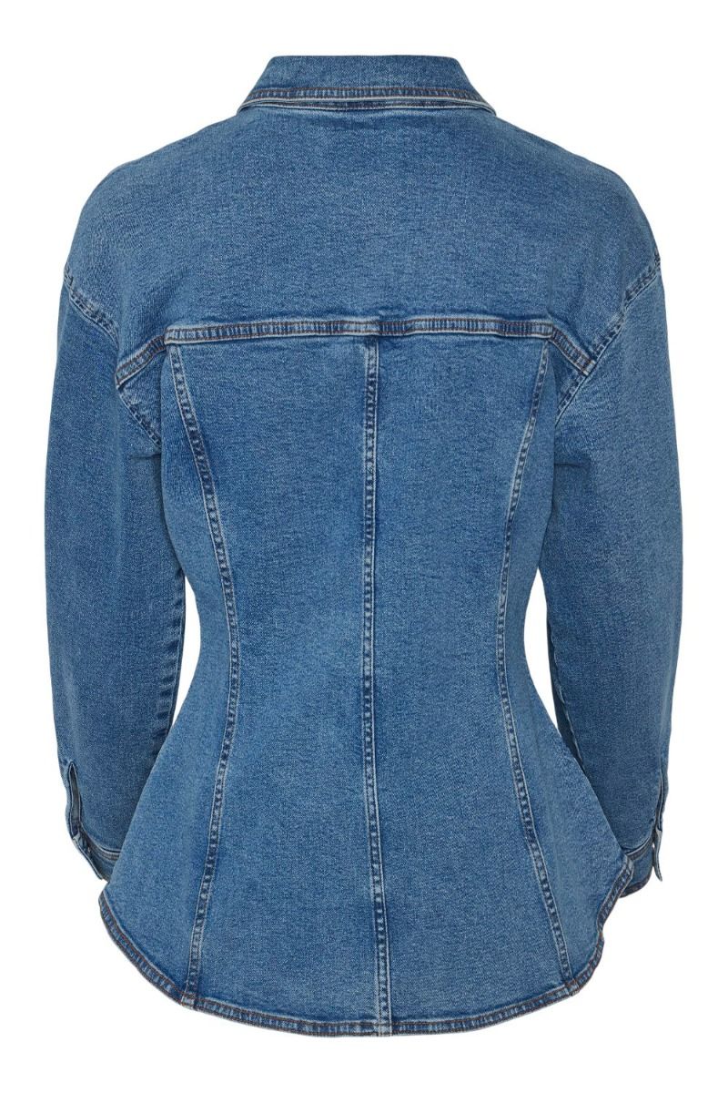 Pieces - Skjorte - Pc Ginny Ls Denim Shirt D2D Jit - Medium Blue Denim (Levering i marts)