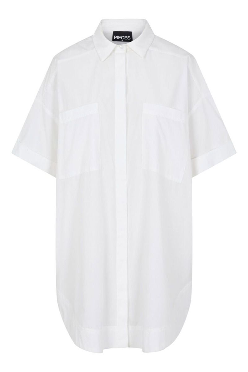 Pieces - Skjorte - PC Sillu SS Oversized Shirt - Bright White