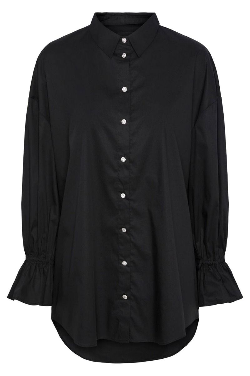 Pieces - Skjorte - PC Tessi Ls Oversized Shirt - Black