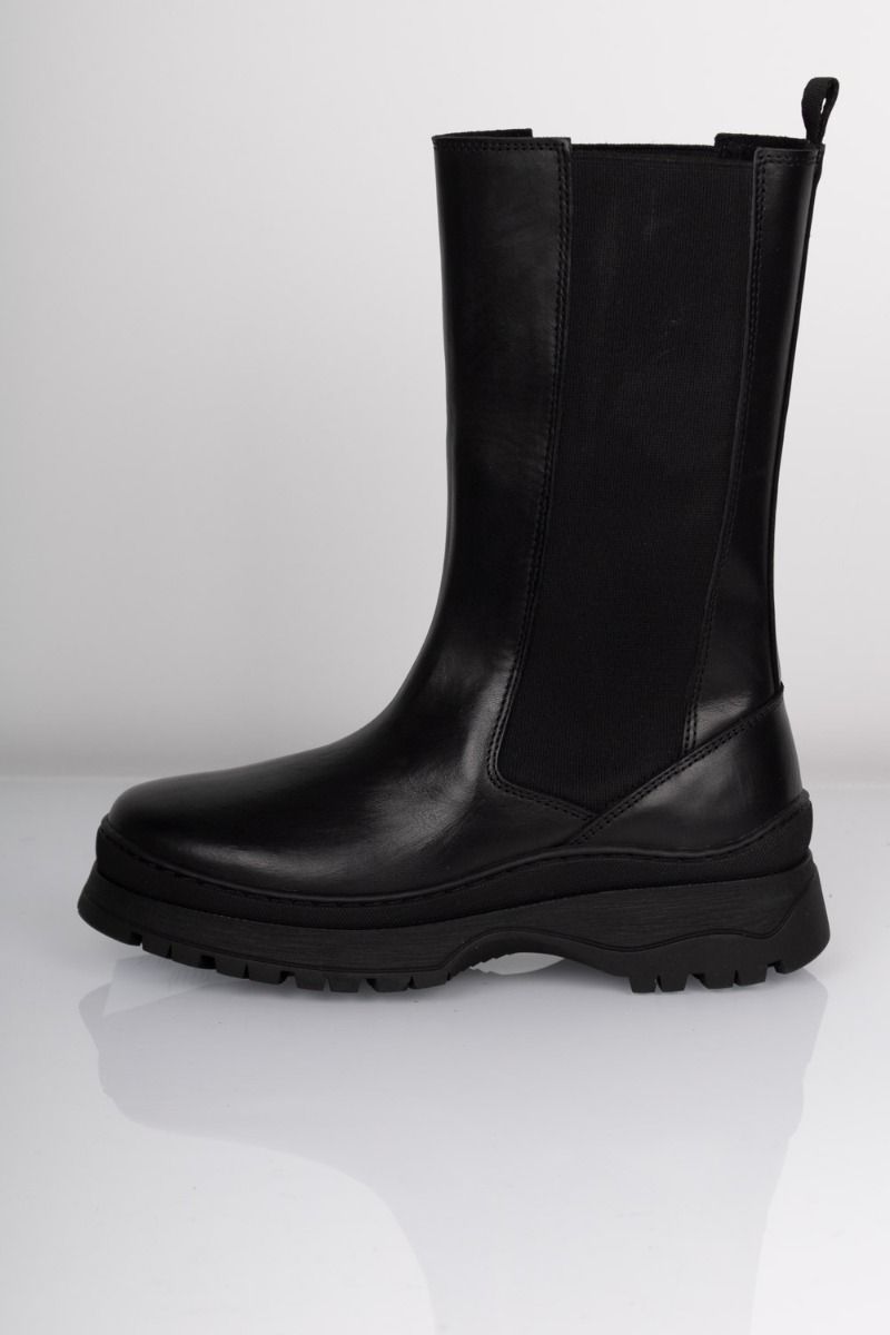 Pieces - Støvler - Seline Long Leather Boot - Black
