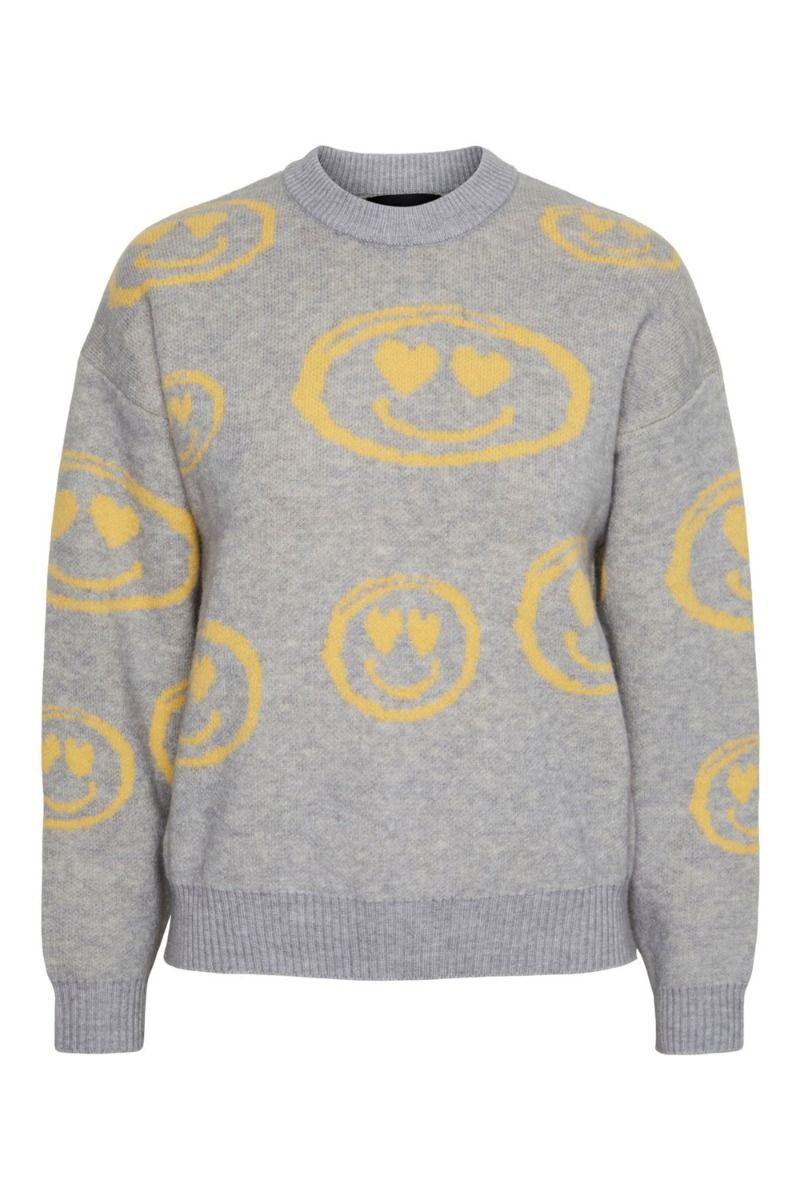 Pieces - Strik - PC Danni LS Loose Knit - Light Grey Melange 