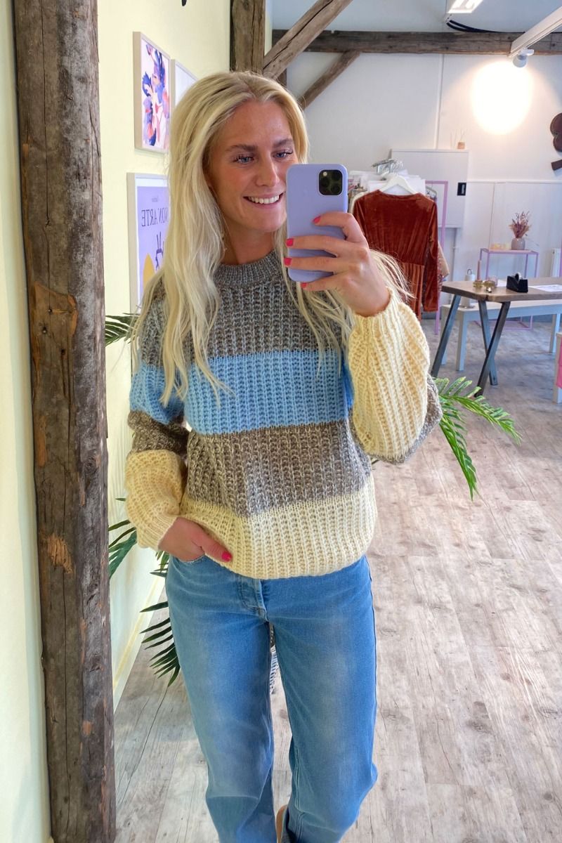 Pieces - Strik - PC Ena LS O-Neck Wool - Chambray Blue