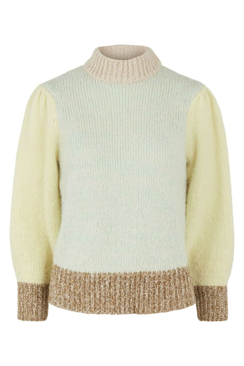 Pieces - Strik - PC Felisia 3/4 High Neck Wool Knit - Pastel Green