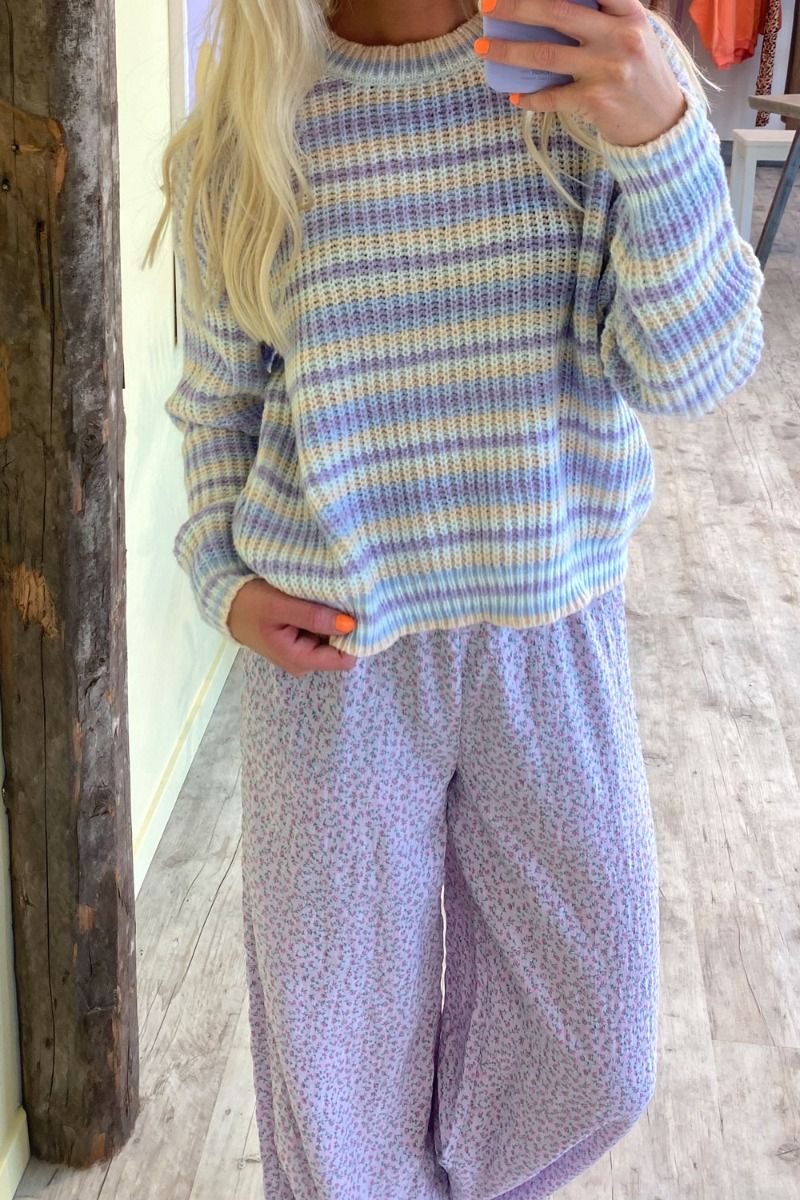 Pieces - Strik - PC Gina LS O-neck Knit - Kentucky Blue