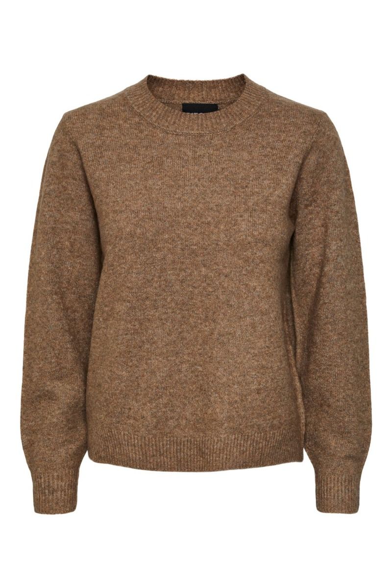 Pieces - Strik - PC Janita LS O-Neck Knit - Fossil