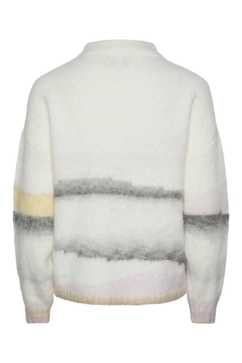 ❤︎ Pieces - Strik - PC Jeria LS High Neck Jacquard - Cloud Dancer