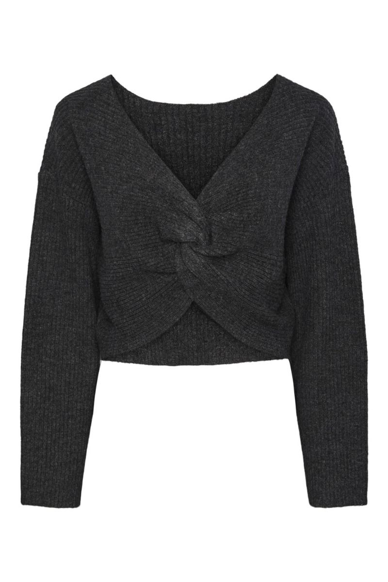 Pieces - Strik - PC Juna LS Short Drape Knit - Magnet