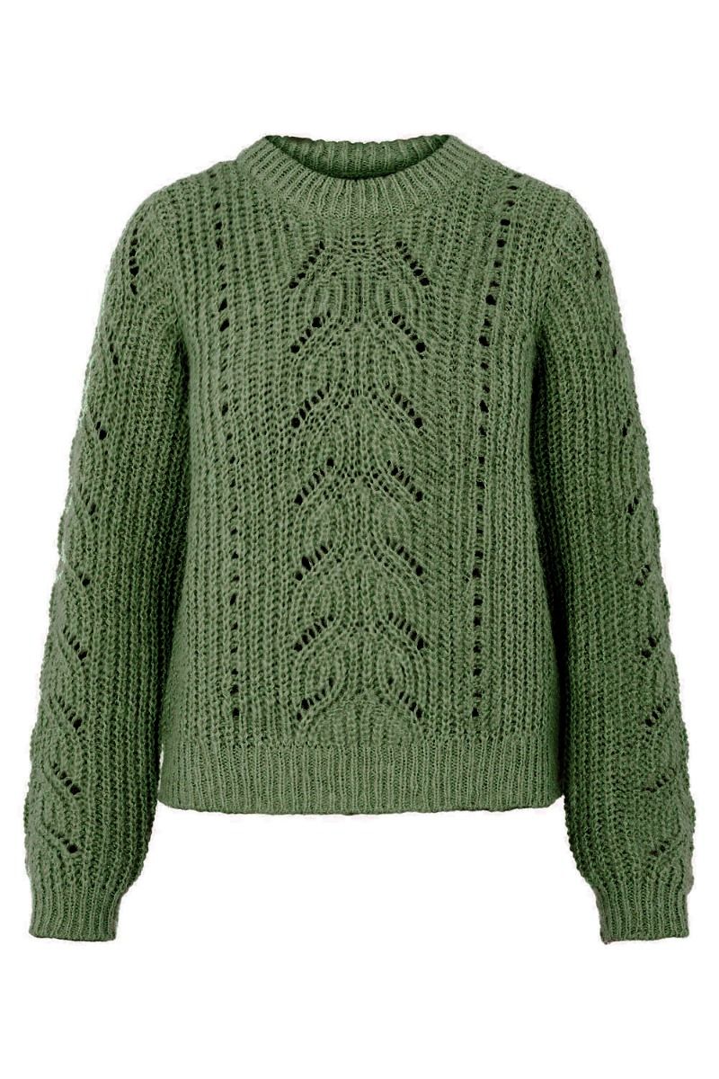 Pieces - Strik - PC Kassandra LS O-neck Knit - Hedge Green